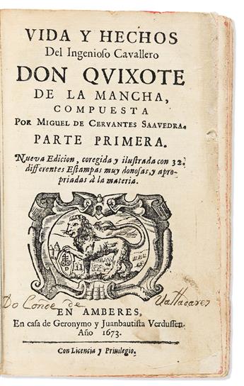 Cervantes, Miguel de (1547-1616) [Don Quixote in Spanish, Illustrated]. Vida y Hechos del Ingenioso Cavallero Don Quixote de la Mancha.